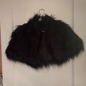 Express Black Faux Fur Shrug